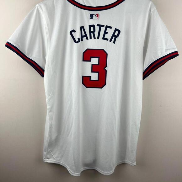 Nike Atlanta Braves Women’s Home Jersey Carter #3 White MLB Limited Size L 14/16 - Picture 2 of 8